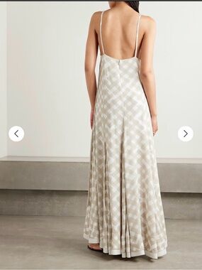 Proenza Schouler Beige and White Checked Backless Maxi Dress
